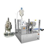 Сұйықтық пен пастаға арналған поршень толтырғышы бар автоматты алдын ала жасалған қапшықты толтыру тығыздағыш қаптамасы