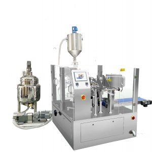 Сұйықтық пен пастаға арналған поршень толтырғышы бар автоматты алдын ала жасалған қапшықты толтыру тығыздағыш қаптамасы