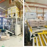 Салмағы 15 кг ағаш түйіршіктер толтыру қаптары Паллетизация желісі жеткізуге дайын